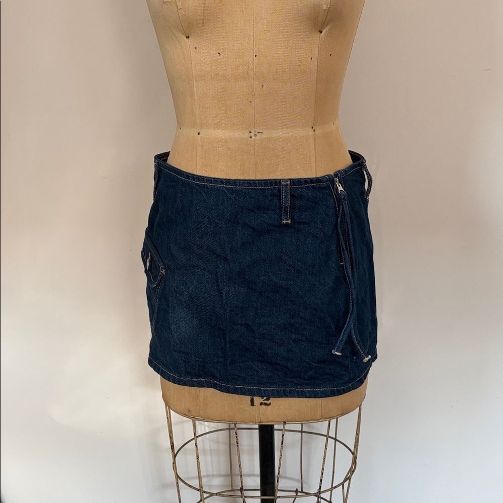 Zara Denim Cargo Mini Skirt with Side Pocket & Side Zip XS